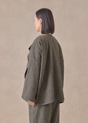 wool silk mix small jacket coat - mid plus