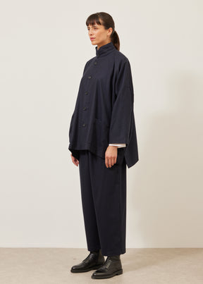 wide longer back double stand collar jacket - long