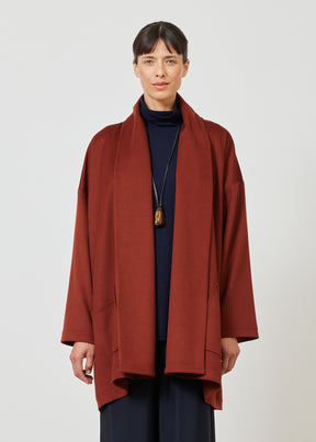 wide A-line shawl collar coat - long plus