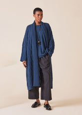 cashmere wide shawl collar cardigan coat - 3/4 length