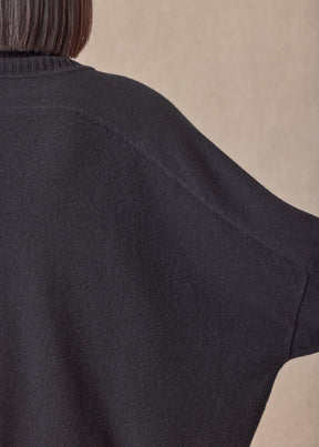 cashmere sloped shoulder roll neck sweater - long