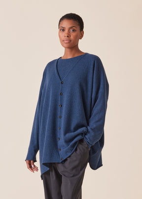 cashmere a-line V-neck cardigan - long