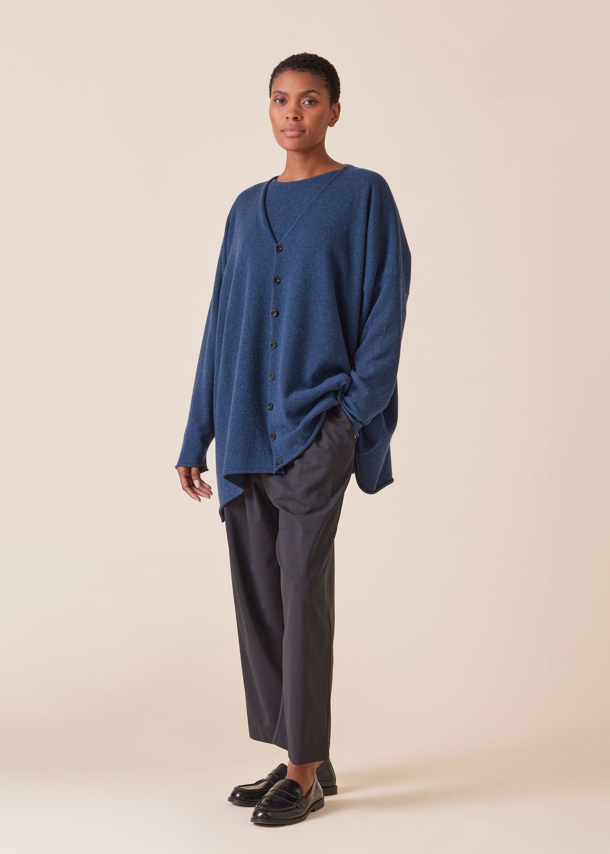 cashmere a-line V-neck cardigan - long
