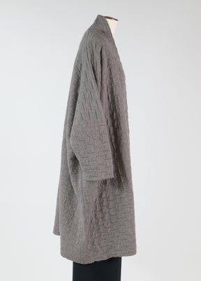 wide scrunch shawl collar cardigan - 3/4 length