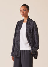 cashmere knitted scrunch shawl collar cardigan - mid