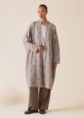cashmere knitted scrunch shawl collar cardigan - very long