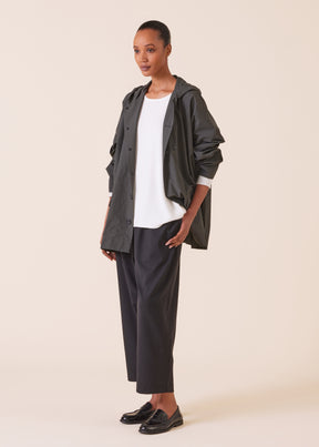 cotton mix hooded raincoat  - long