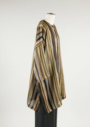 wide bound neck shirt - very long with slits