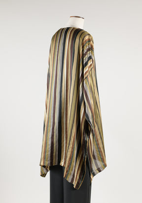 wide bound neck shirt - very long with slits