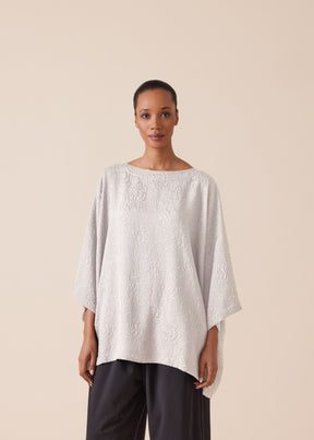 silk 3/4 sleeve bateau neck tunic - long
