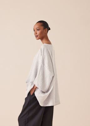 silk 3/4 sleeve bateau neck tunic - long