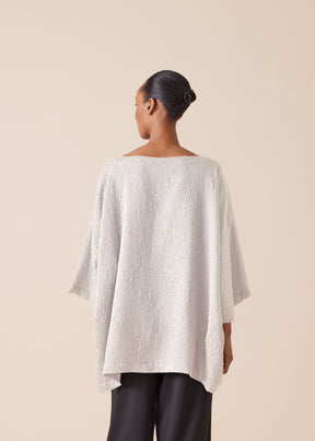 silk 3/4 sleeve bateau neck tunic - long