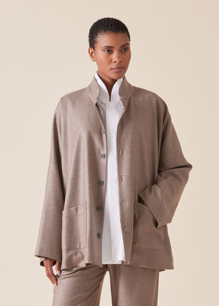 新品ACHE THEWide Collar Wool Silk Jacket W24-