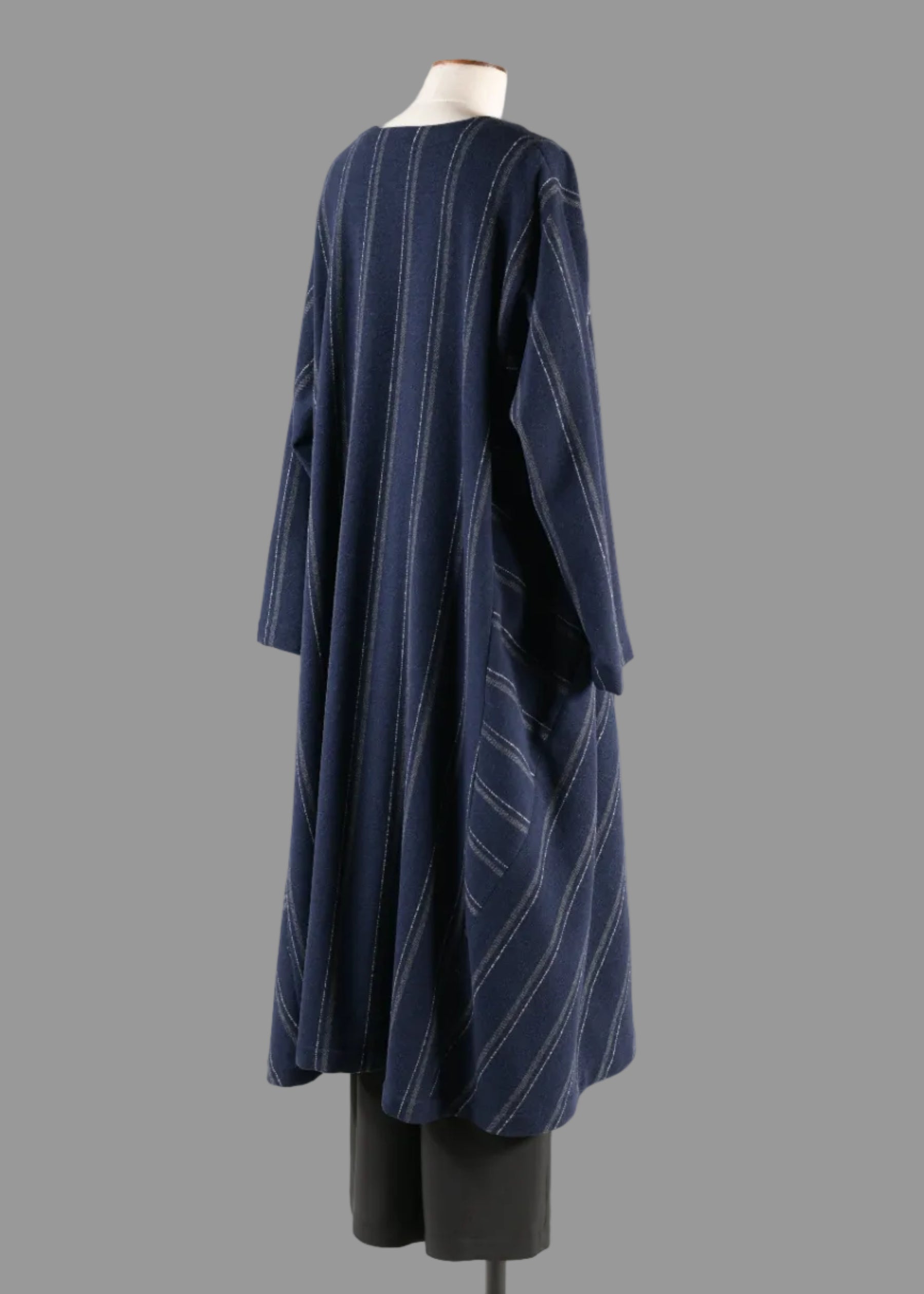 wool cashmere mix caucasus robe coat (navy)