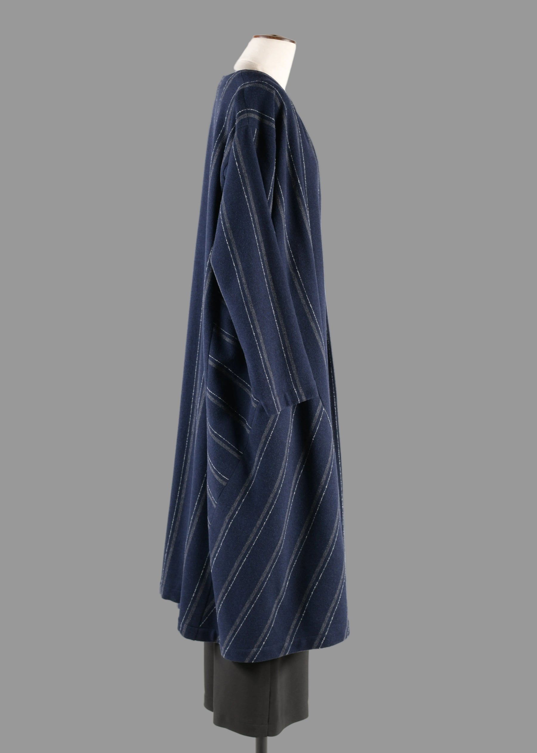 wool cashmere mix caucasus robe coat (navy)