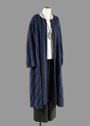 wool cashmere mix caucasus robe coat (navy)