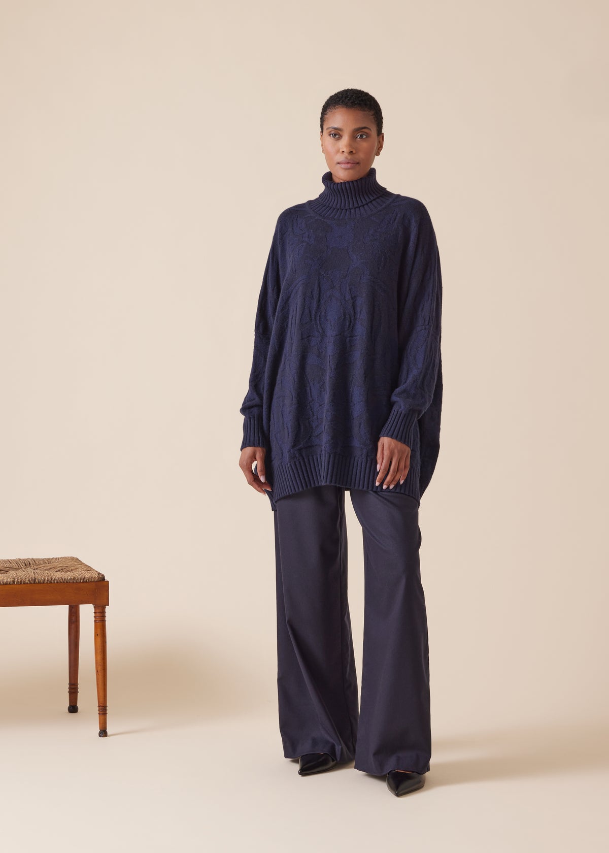 cashmere roll neck sweater - long