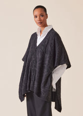 cashmere extra wide sleeveless cardigan tabard - long