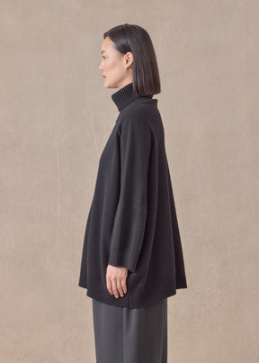 cashmere sloped shoulder roll neck sweater - long