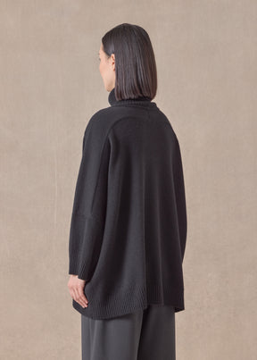 cashmere sloped shoulder roll neck sweater - long