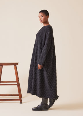 cashmere square slim sleeve sweater knit dress