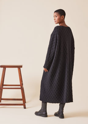 cashmere square slim sleeve sweater knit dress