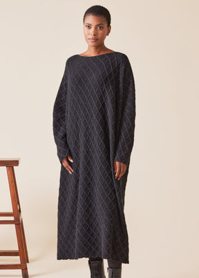 cashmere square slim sleeve sweater knit dress