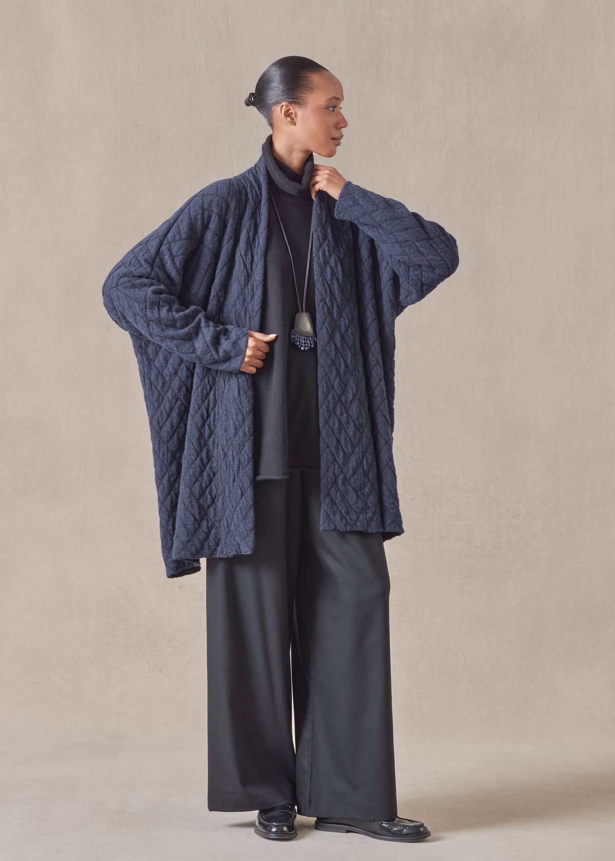 cashmere shawl collar knit cardigan - long plus