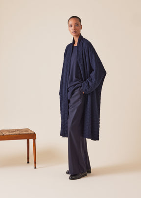 cashmere knitted wide scrunch shawl collar cardigan - 3/4 length