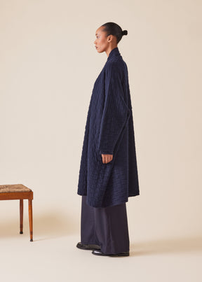 cashmere knitted wide scrunch shawl collar cardigan - 3/4 length