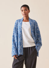 knitted scrunch shawl collar cardigan - mid