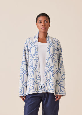 knitted scrunch shawl collar cardigan - mid