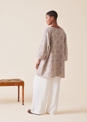 cashmere square 3/4 sleeve sweater - long