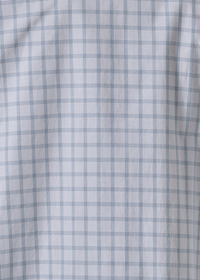 cotton wide longer back double stand collar shirt - mid plus (woadblue)