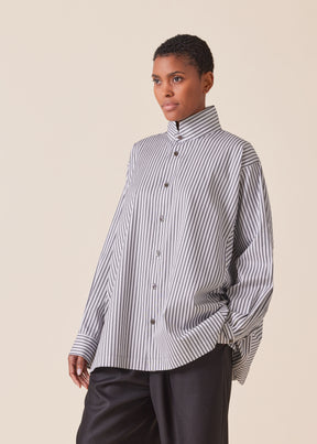 cotton caucasus shirt with notch collar - long