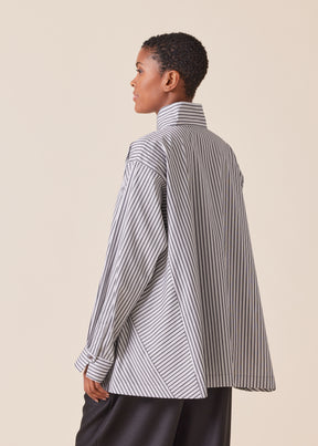 cotton caucasus shirt with notch collar - long