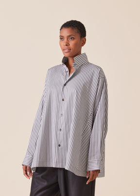 cotton caucasus shirt with notch collar - long