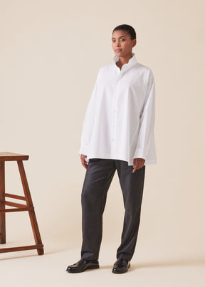cotton caucasus shirt with notch collar - long