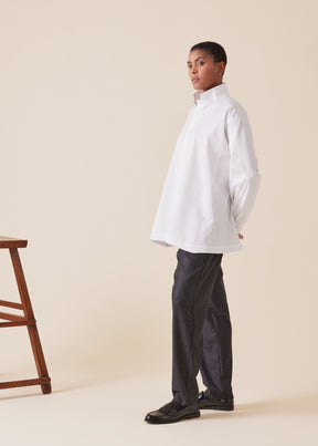cotton caucasus shirt with notch collar - long
