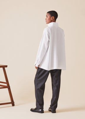 cotton caucasus shirt with notch collar - long
