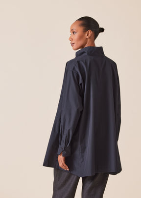 cotton caucasus shirt with notch collar - long plus