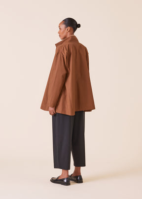 cotton mix caucasus high neck raincoat - long