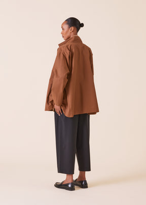 cotton mix caucasus high neck raincoat - long