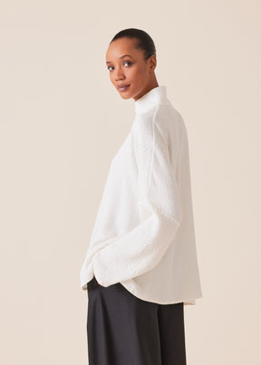silk chinese imperial shirt with chinese collar - mid plus