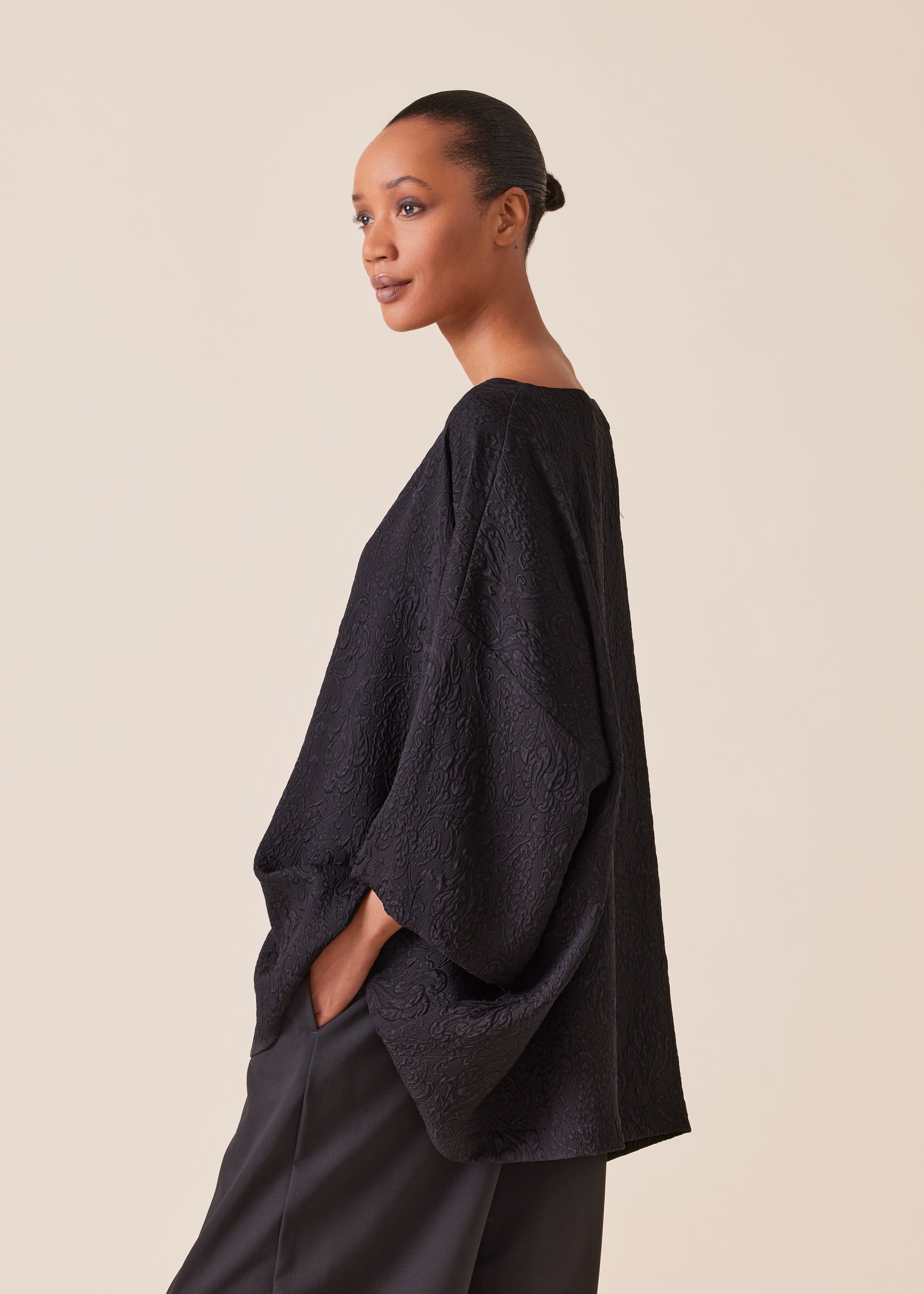 3/4 sleeve bateau neck tunic - long