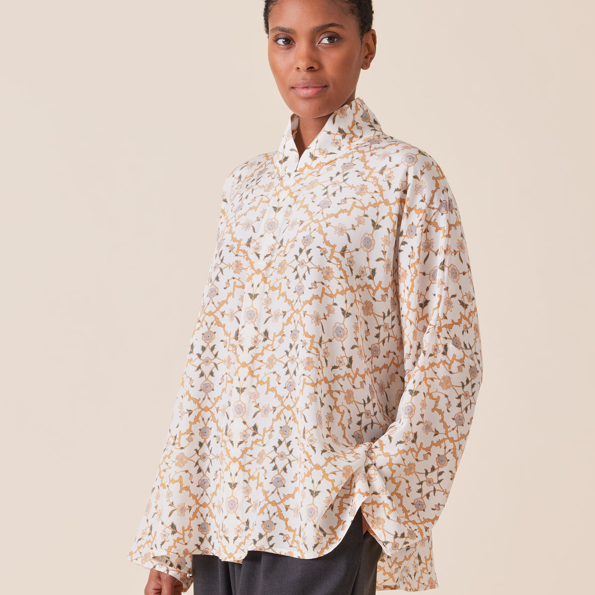 人気沸騰ブラドン with shirt imperial chinese silk chinese plus mid - collar トップス