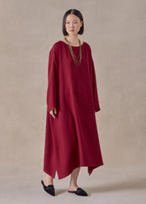 silk wide a-line scoop neck dress