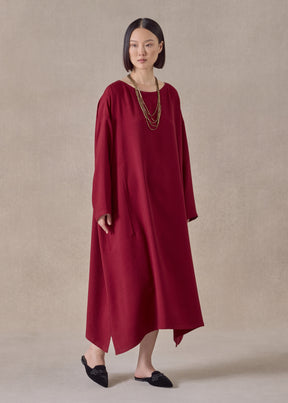 silk wide a-line scoop neck dress