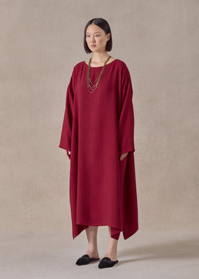 silk wide a-line scoop neck dress
