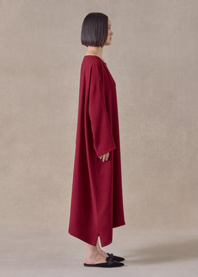 silk wide a-line scoop neck dress